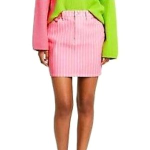 NWT Victor Glemaud Pink Denim Mini Skirt